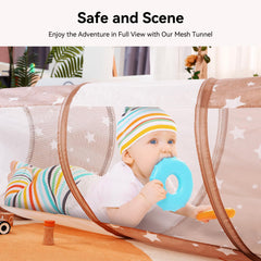 Sumbababy tunnel with open entrance supports crawlers and motor skill practice.