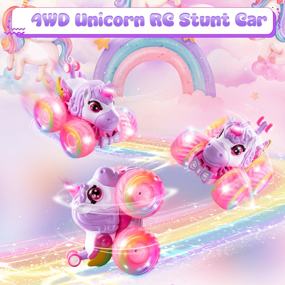 SUMEAUT Unicorn Monster Truck all-terrain pink conquers grass, gravel, and carpet