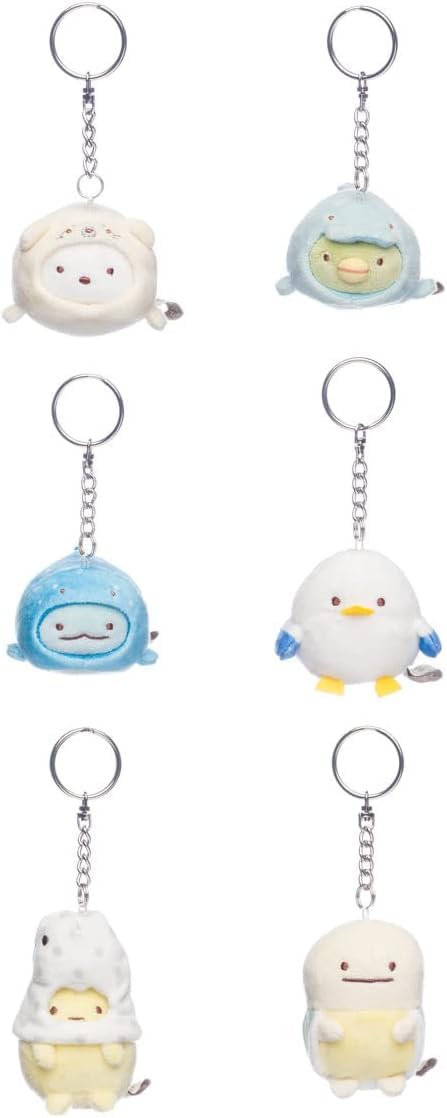 SUMIKKOGURASHI sea animals plush keychain side view highlighting compact grab-and-go design.