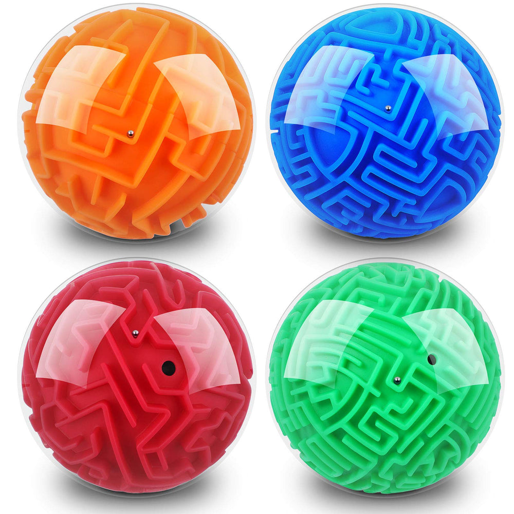 Sumind 4 Pcs 3D Puzzle Maze Ball blue enhances concentration and portable brain training