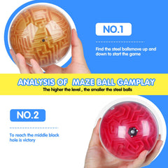 Sumind 4Pcs 3D maze ball rose red for problem solving and stress relief