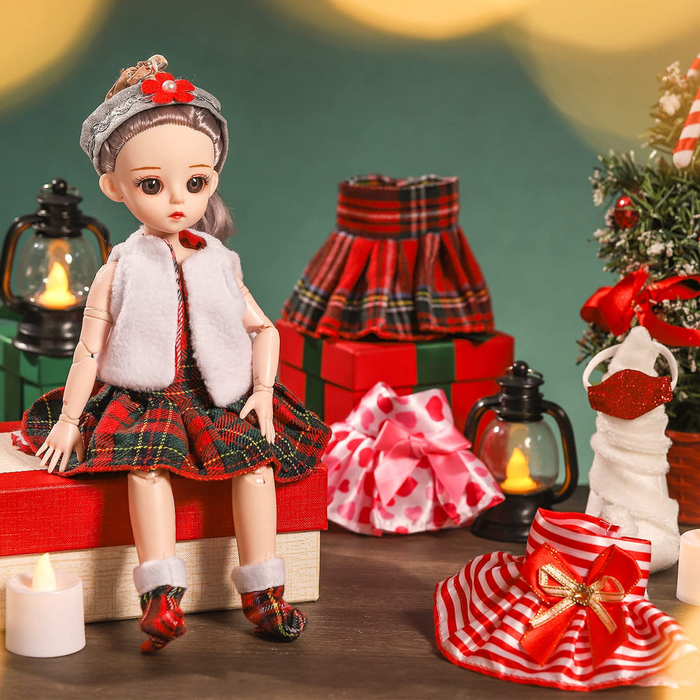 Sumind dotted scarf enhances doll outfits with festive flair.