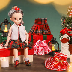 Sumind dotted scarf enhances doll outfits with festive flair.