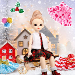 Sumind white boots complete chic Christmas doll ensembles.