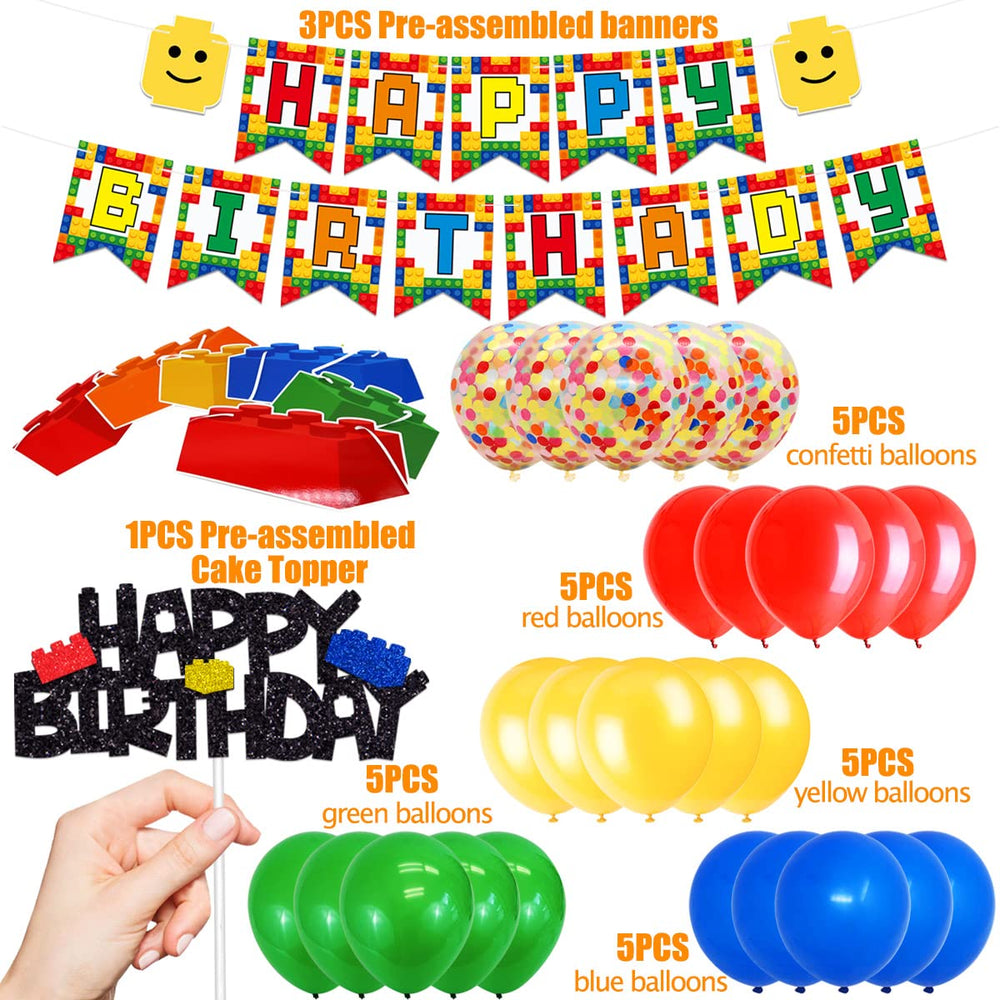 Sumjollity building blocks red balloons; bold color accents for festive tables.