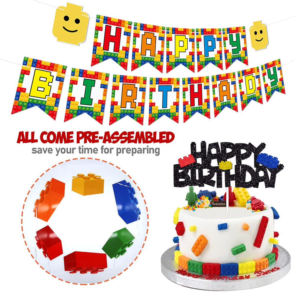 Sumjollity building blocks banners; premium cardstock, pre-assembled display.