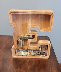 SummiDate wooden letter piggy bank letter stickers included for customization.
