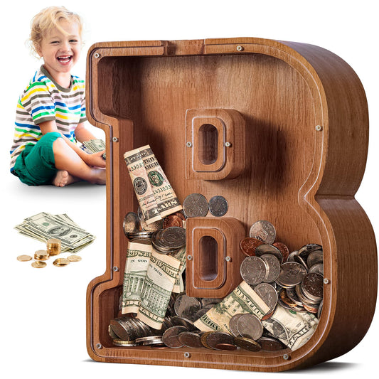 Summidate alphabet piggy bank front view with bold letters for kids' savings