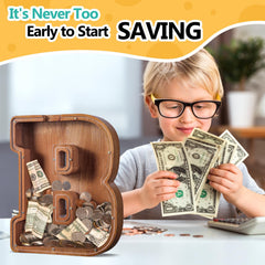 Summidate alphabet piggy bank plexiglass name cover showing personalization