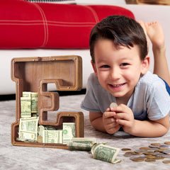 Summidate decorative wooden piggy bank doubles as home decor.