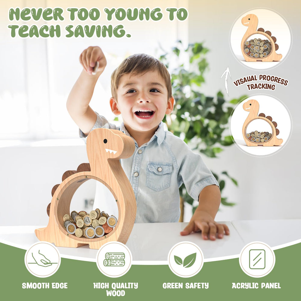 Summidate piggy bank savings window letting kids watch coins grow