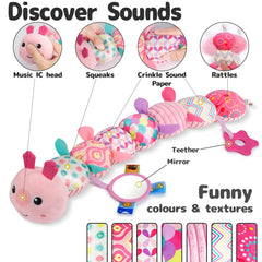 Sumobaby Caterpillar tail rattle offers playful sounds.