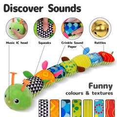 Sumobaby caterpillar toy crinkle back texture encourages tactile curiosity