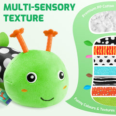 Sumobaby caterpillar plush mirror engages baby's view during tummy time
