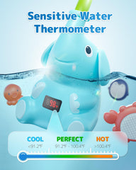 Sumobaby penguin-head bath toy with varied water flow for interactive bathing.