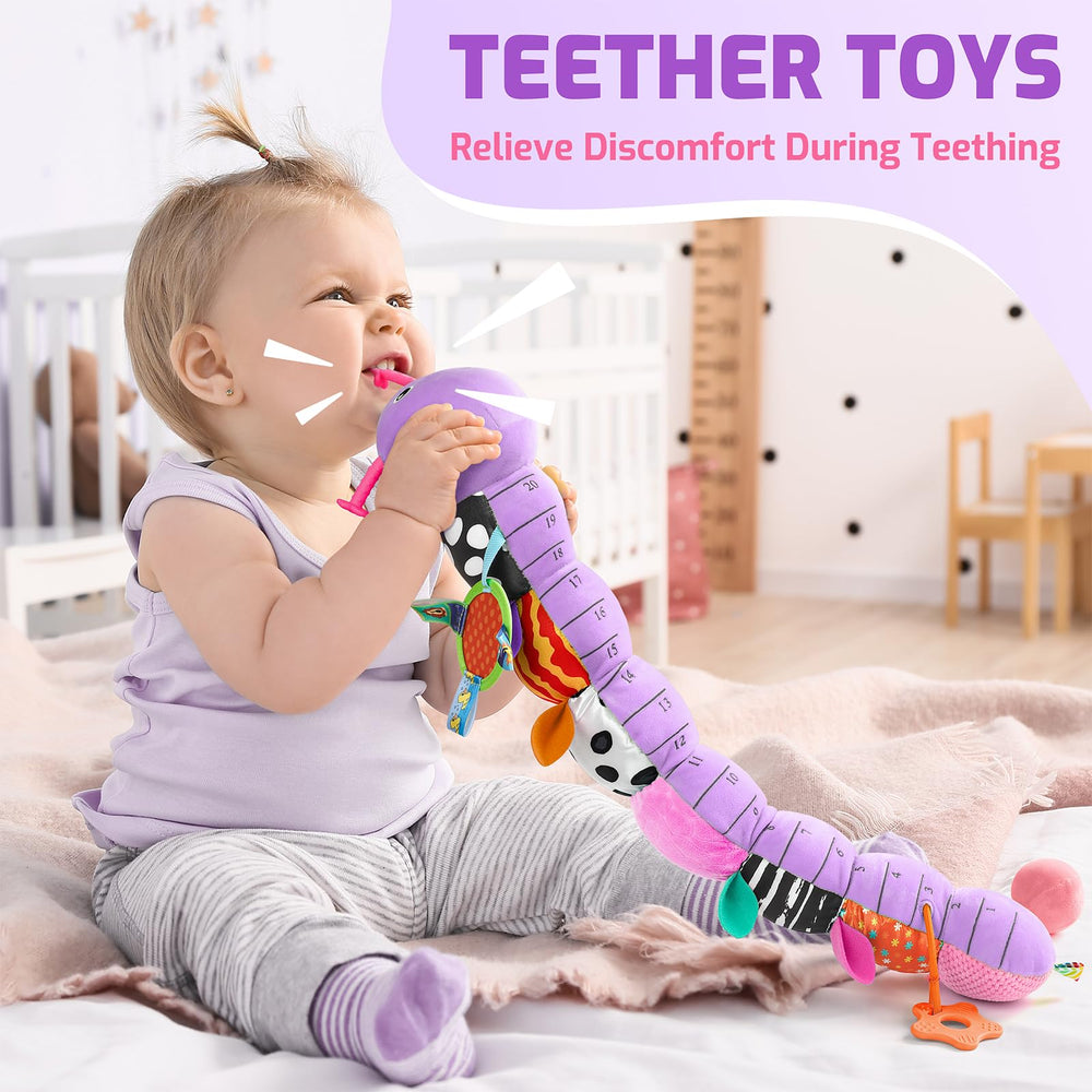 Sumobaby purple leaf caterpillar crinkle rattle provides tactile stimulation and audible delight