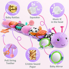 Sumobaby purple leaf caterpillar pull toy tail helps develop hand eye coordination for tiny hands