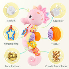 Sumobaby Seahorse tail rattle to spark auditory curiosity.