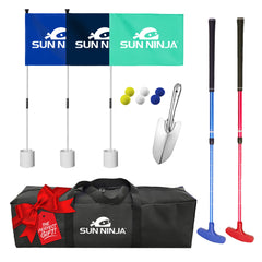 SUN NINJA Beach Golf Set for low-tide putting on firm sand.