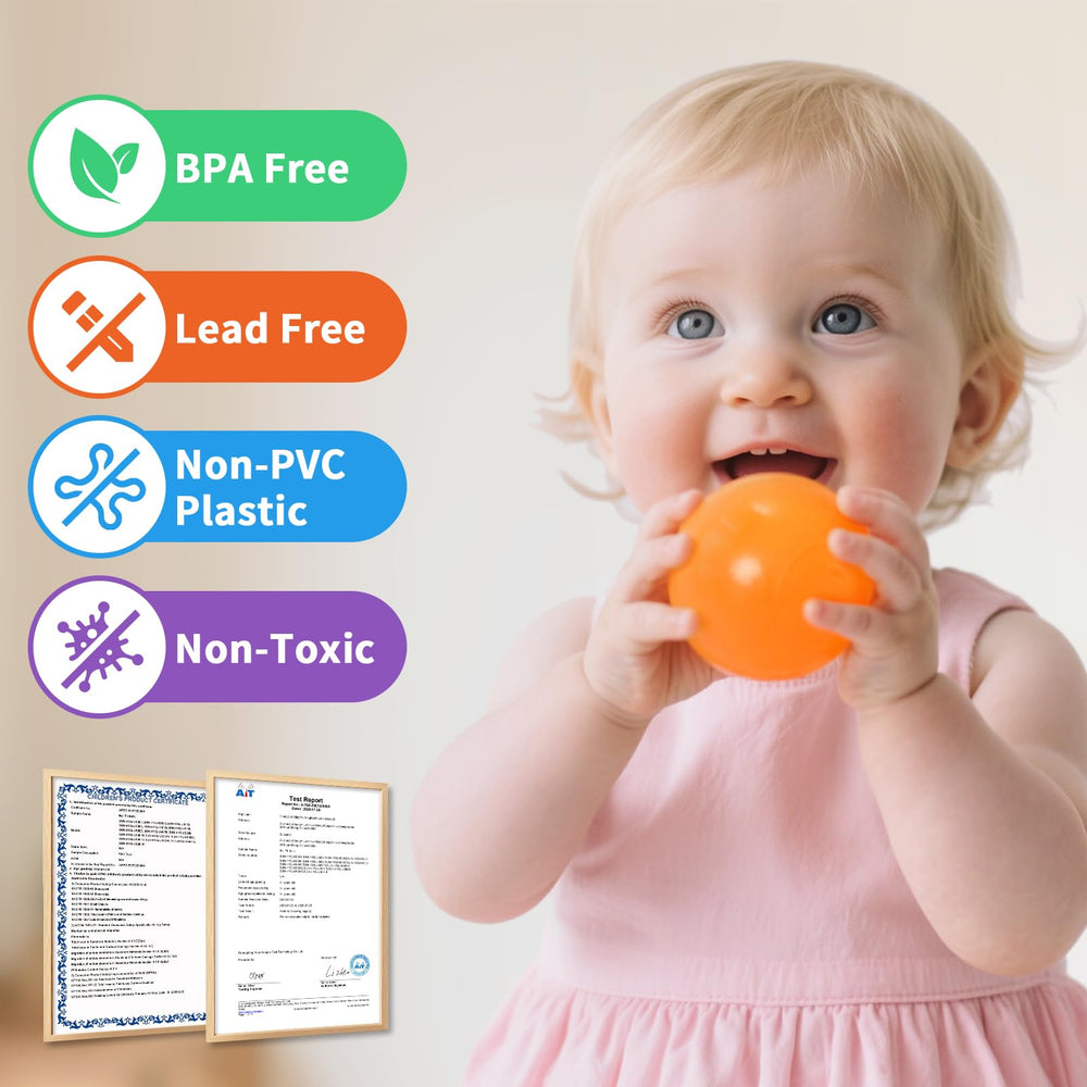 Suncuber colorful sensory balls spark visual development during playtime.