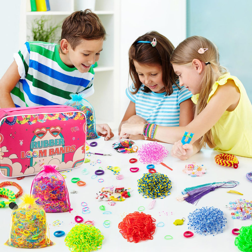 Sundaymot loom bands kit alphabet beads and charms for customized name jewelry