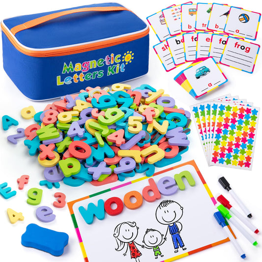 Sundaymot Magnetic Alphabet Kit letters on wooden tiles for hands-on spelling practice