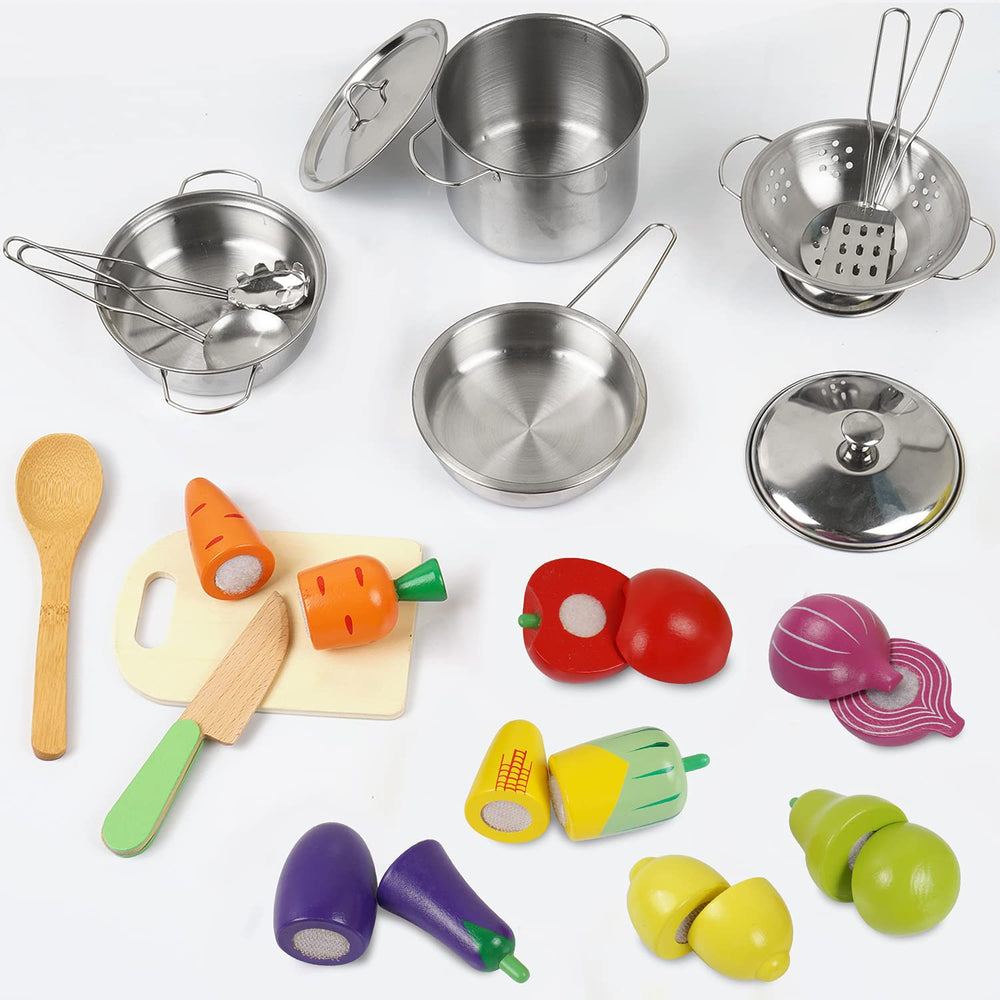 Sundaymot wooden vegetables and fruits provide safe, tactile pretend play