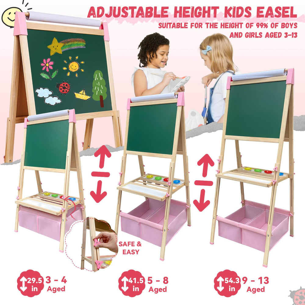 SUNFATT Kids Easel magnetic chalkboard enables mess-free art sessions.