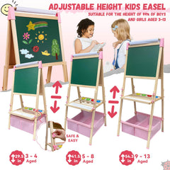 SUNFATT Kids Easel magnetic chalkboard enables mess-free art sessions.