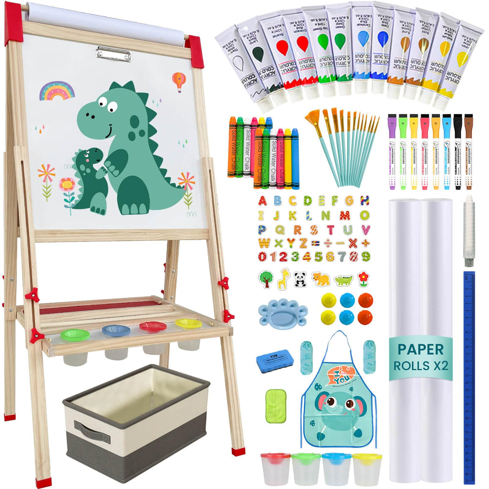SUNFATT kids easel wooden stand with 3-in-1 surface for imaginative drawing