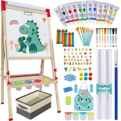 SUNFATT kids easel wooden stand with 3-in-1 surface for imaginative drawing