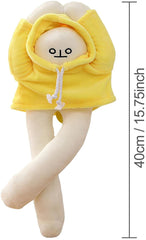 Sunfedmiss banana man doll in a funny expressive pose for photos