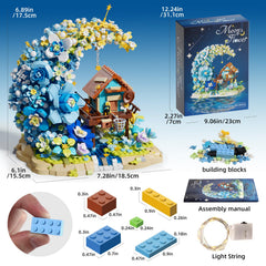 SUNHABI Blue roses and chrysanthemums add color with sculptural appeal.
