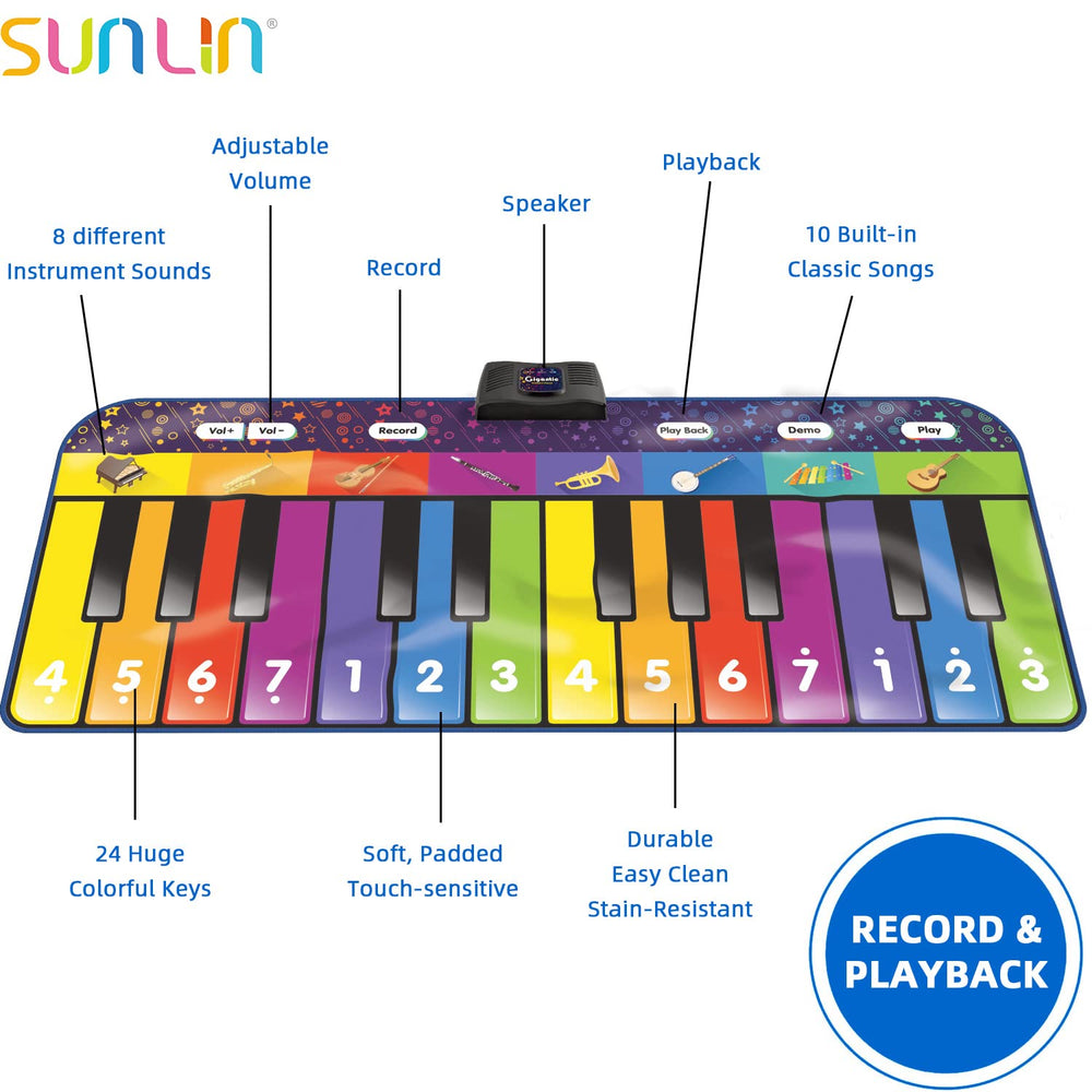Sunlin 24-key mat offers built-in songs to inspire joyful musical moments.