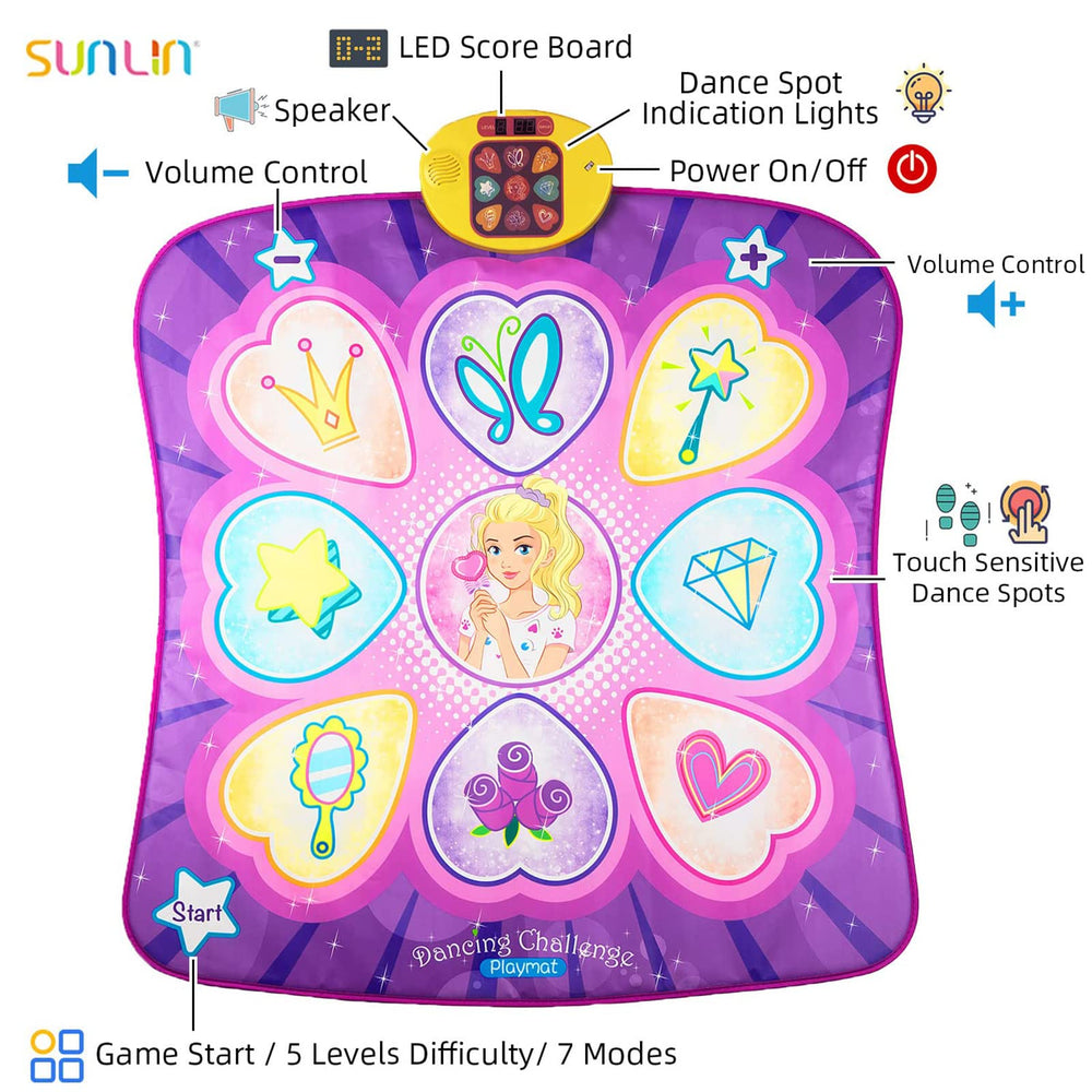 Sunlin Dance Mat anti-slip back keeps it securely in place.