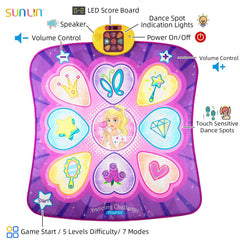 Sunlin Dance Mat anti-slip back keeps it securely in place.