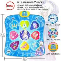 SUNLIN dance mat showing 7 modes and 9 built in songs for varied play.