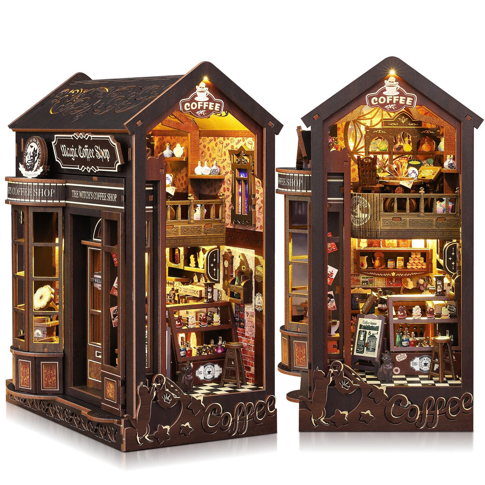 SUNNINO book-nook-kit coffee-store diorama shows cozy desk display and charm