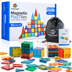 Sunny Auntie magnetic tiles 56 pcs full set for imaginative building play.