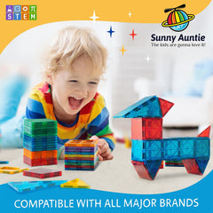 Sunny Auntie magnetic tiles fabric storage bag for organization.