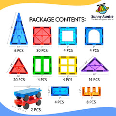 Sunny Auntie Magnetic Tiles 100-pcs set suits home, school, and travel play.