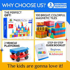 Sunny Auntie Magnetic Tiles two cars enable fast, imaginative builds.