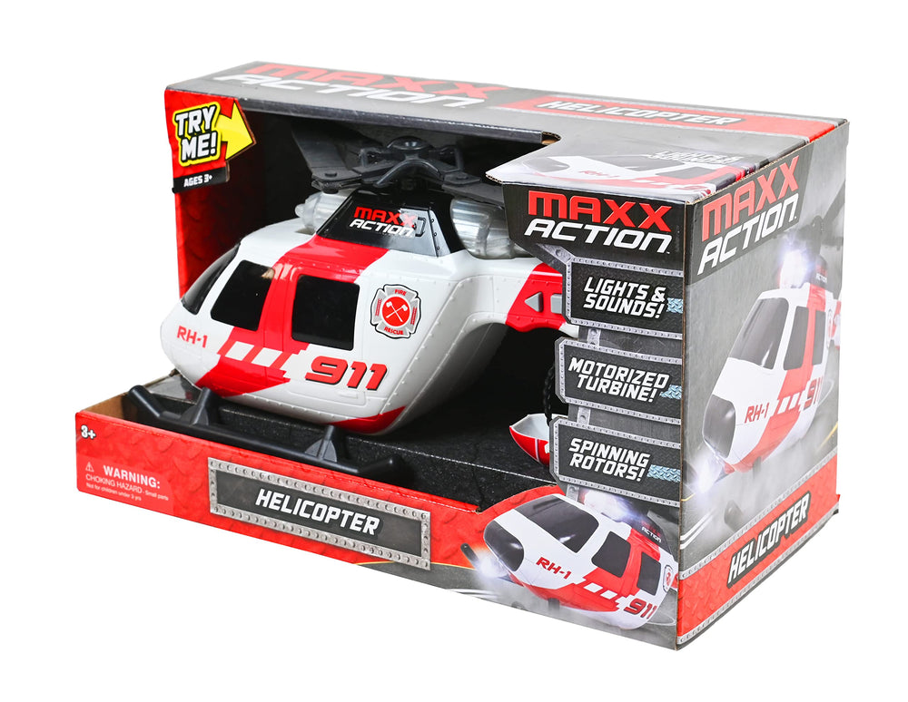 Sunny Days Maxx Action Helicopter Buttons: push-button features activate lights and sounds for quick action.