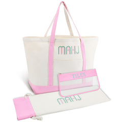 Sunnymove mahjong canvas bag, large size, showing organized compartments for tiles.