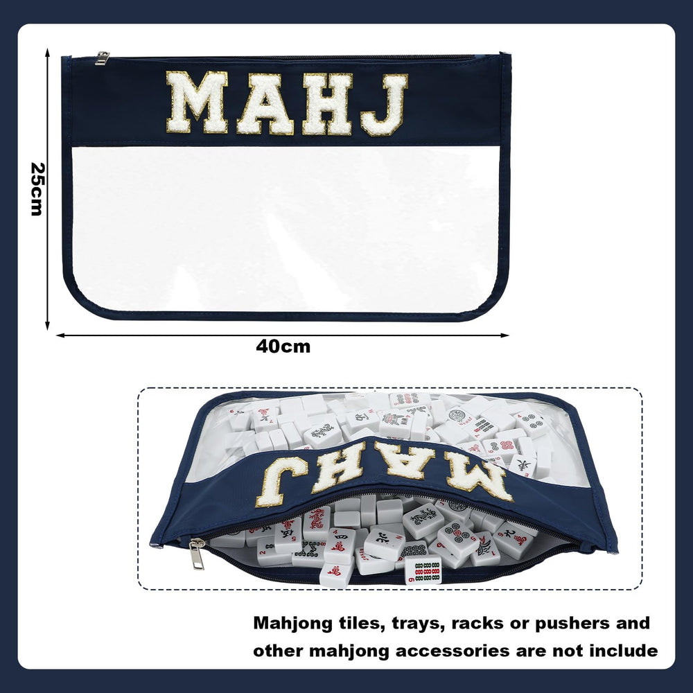 Sunnymove mahjong canvas bag navy with zipper keeps accessories organized.