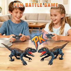 Sunrad Mini RC T-Rex auto-demo runs hands-free actions.