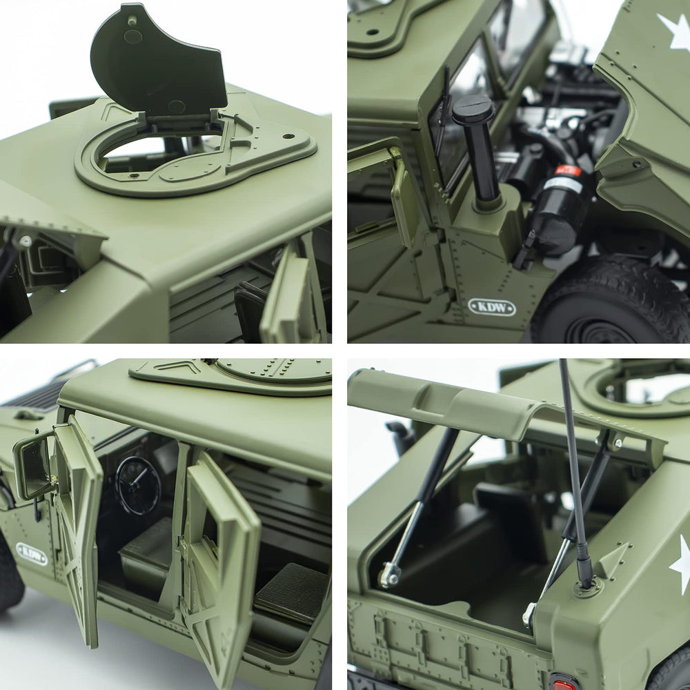 Supdex 1:18 armored Humvee with opening doors for interactive play.