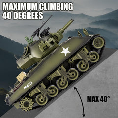 Supdex 1/18 RC Tank uses 2.4G remote for reliable connection.
