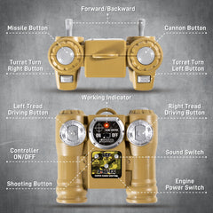 Supdex RC Battle Tank Set lighting effects create dramatic nighttime battles