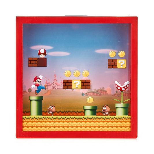 Super Mario arcade money box front view with iconic 3D platform design for fans.